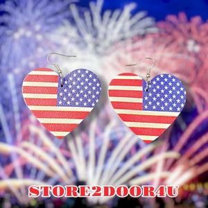 July 4th FAUX LEATHER EARRINGS Double Sided Memorial Day American Earrings USA